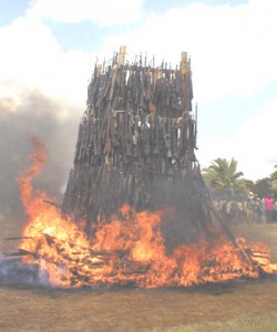 Burning fire Arms in Uganda