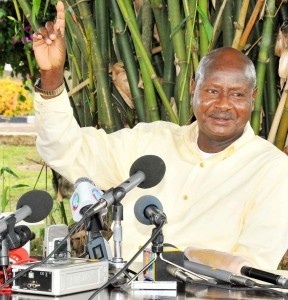 President Yoweri Museveni addressing a press conference