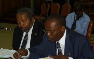 BOU Deputy Governor Dr-Louis-Kasekende (right) and his boss Emmanuel Mutebile