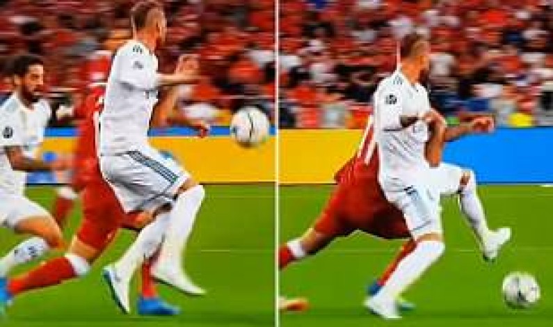 New angle of footage suggests Mohamed Salah was the one who locked arms with Sergio Ramos before suffering shoulder injury in Champions League final