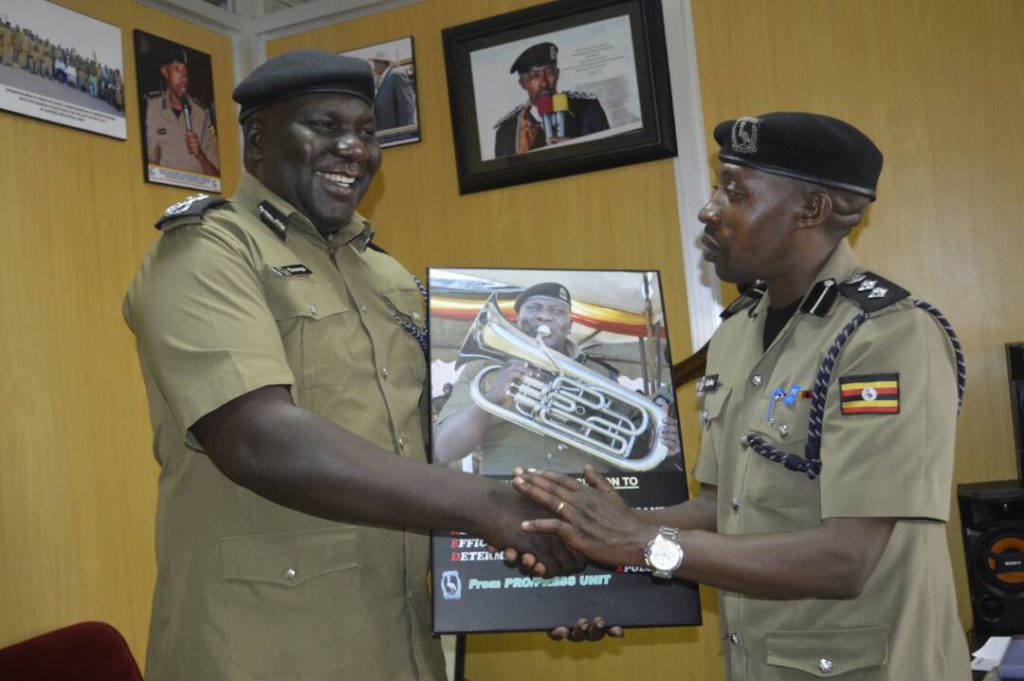 Emilian Kayima hands over office to CP Fred Enanga